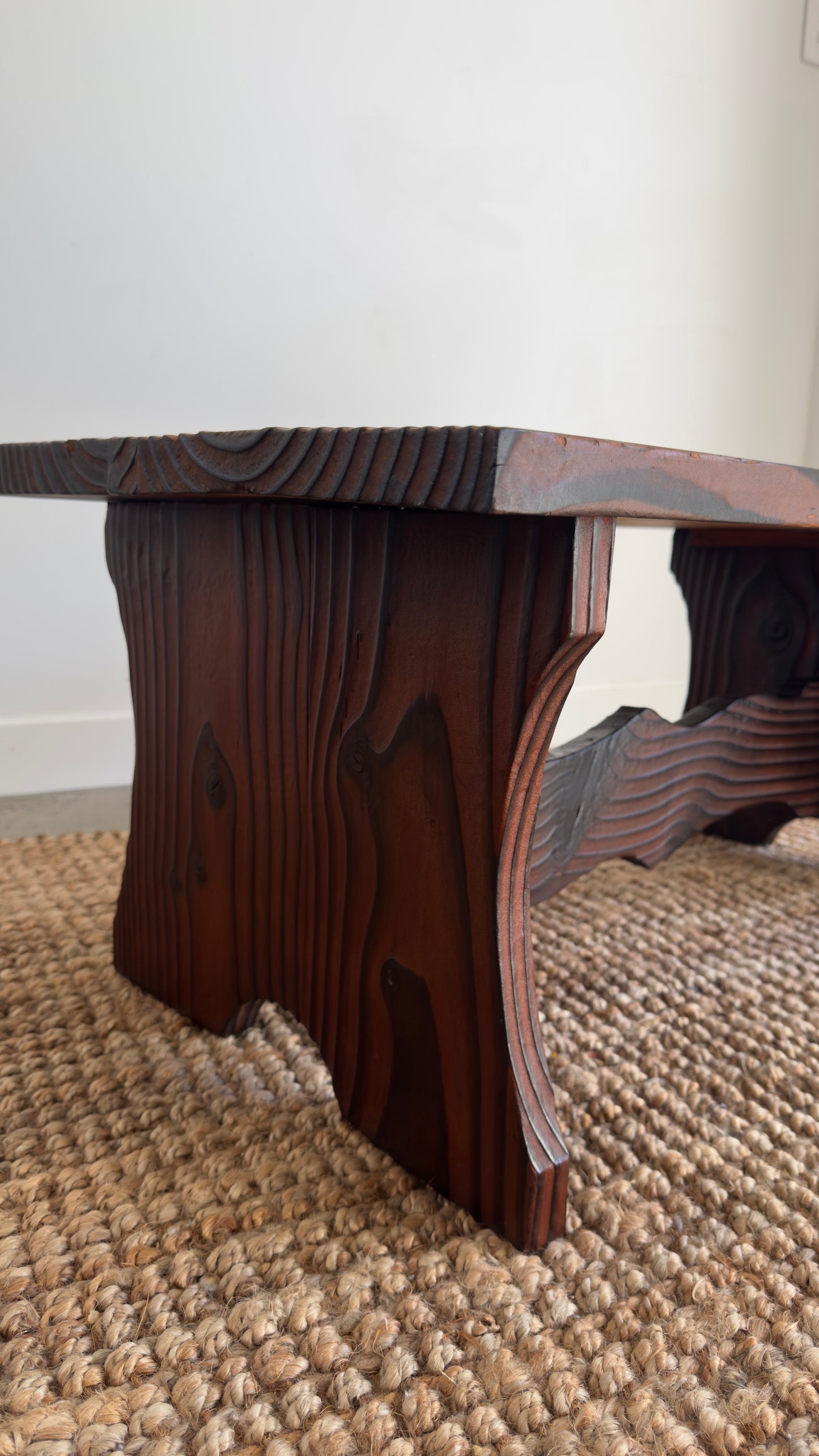 Vintage 1970s Torched wood coffee table