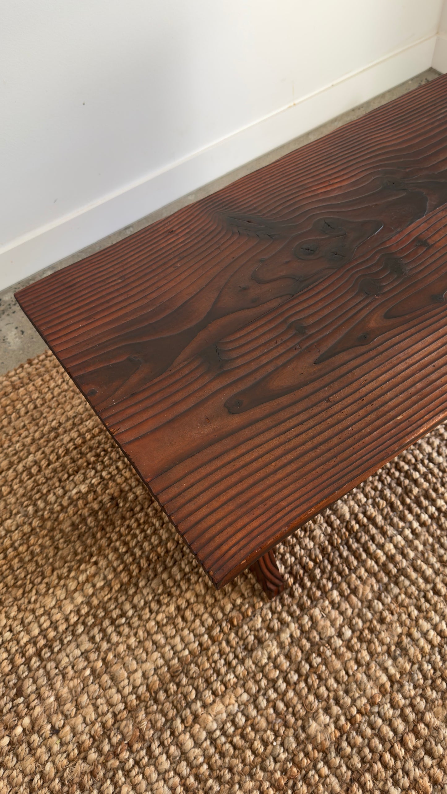 Vintage 1970s Torched wood coffee table