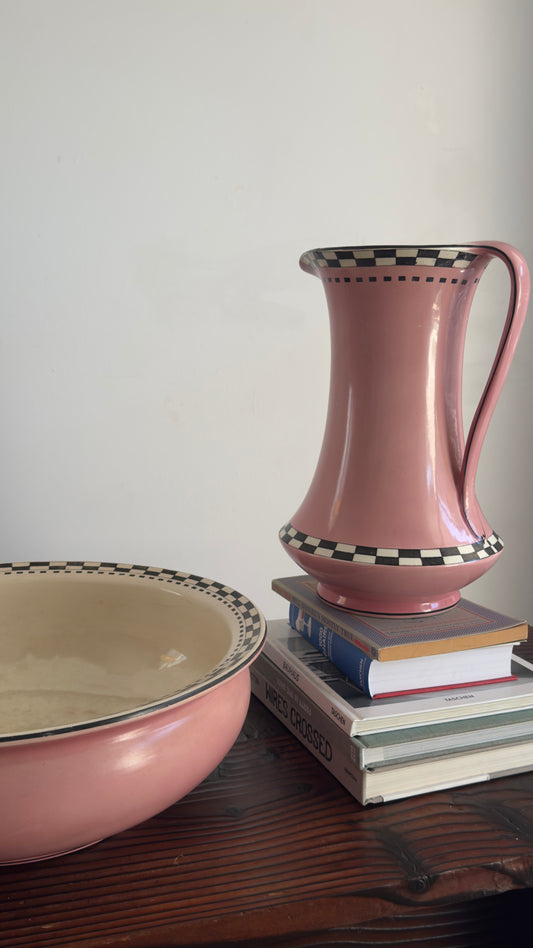 Vintage Pink & Checkerboard Bathing Set