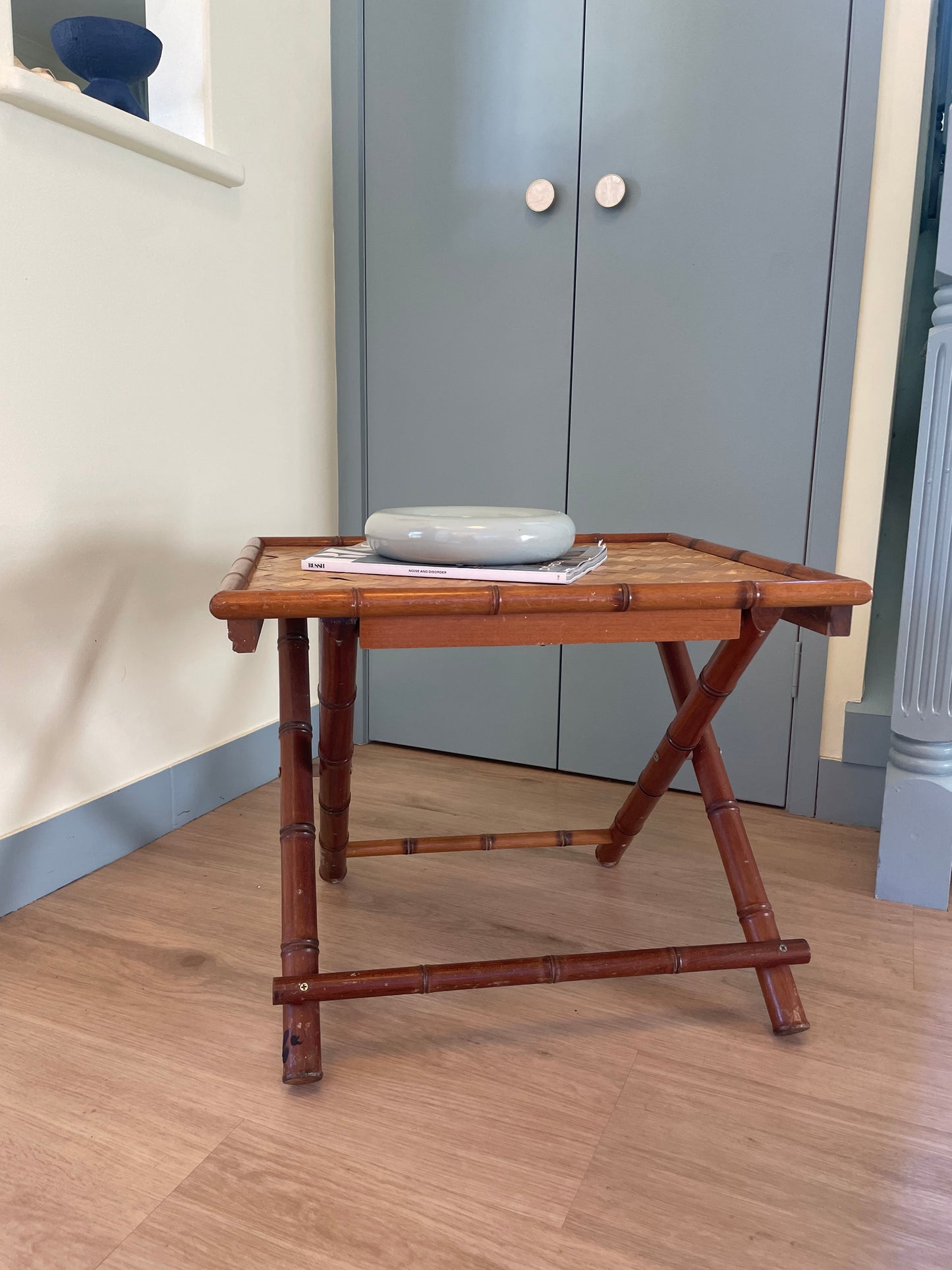 Vintage Bamboo Folding Lamp Table
