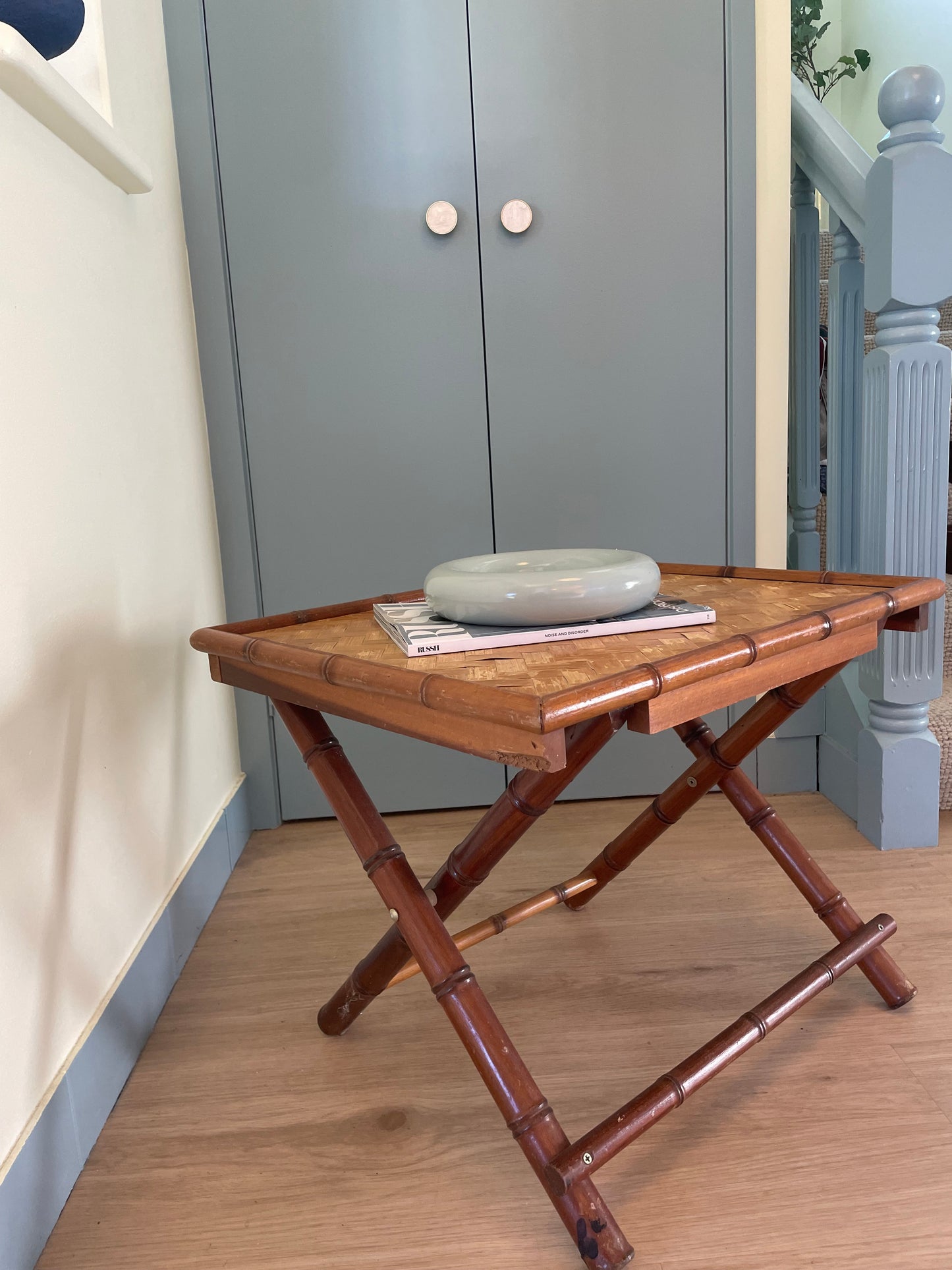 Vintage Bamboo Folding Lamp Table