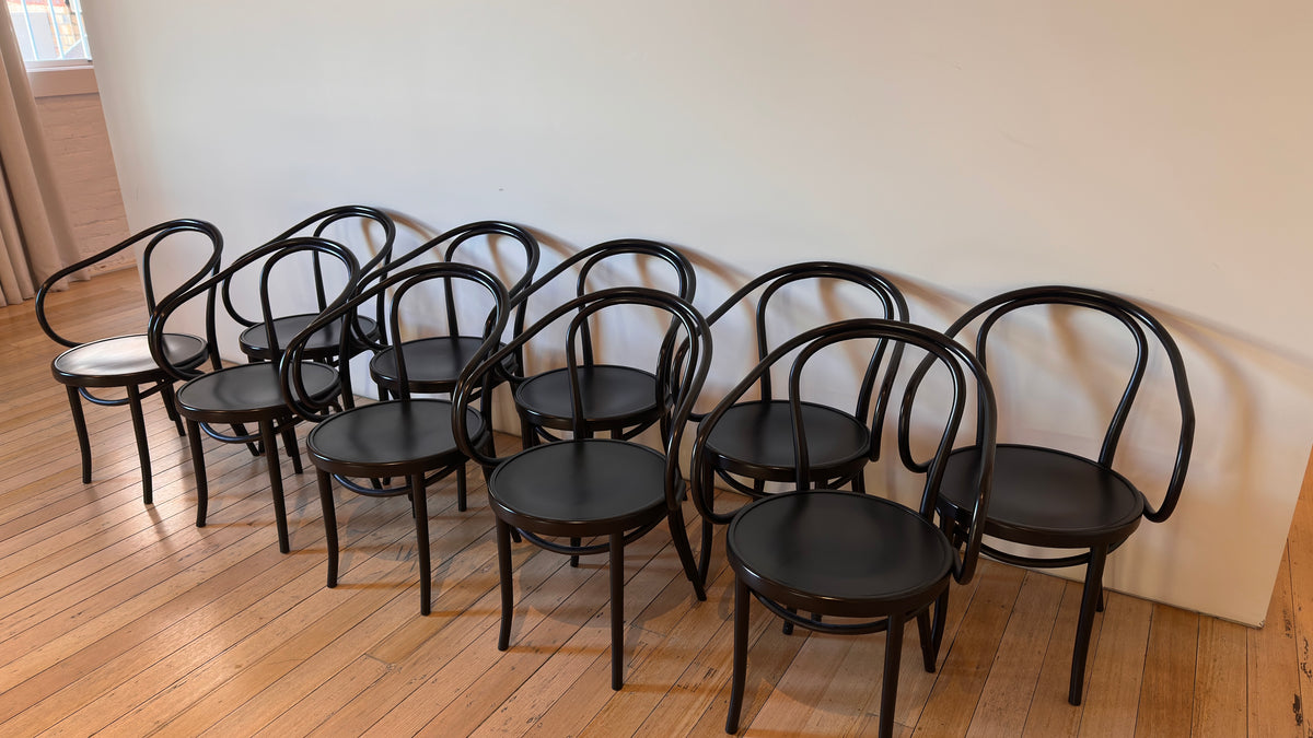 Set of 10 Thonet No. B9 Le Corbusier Dining Chairs in Black