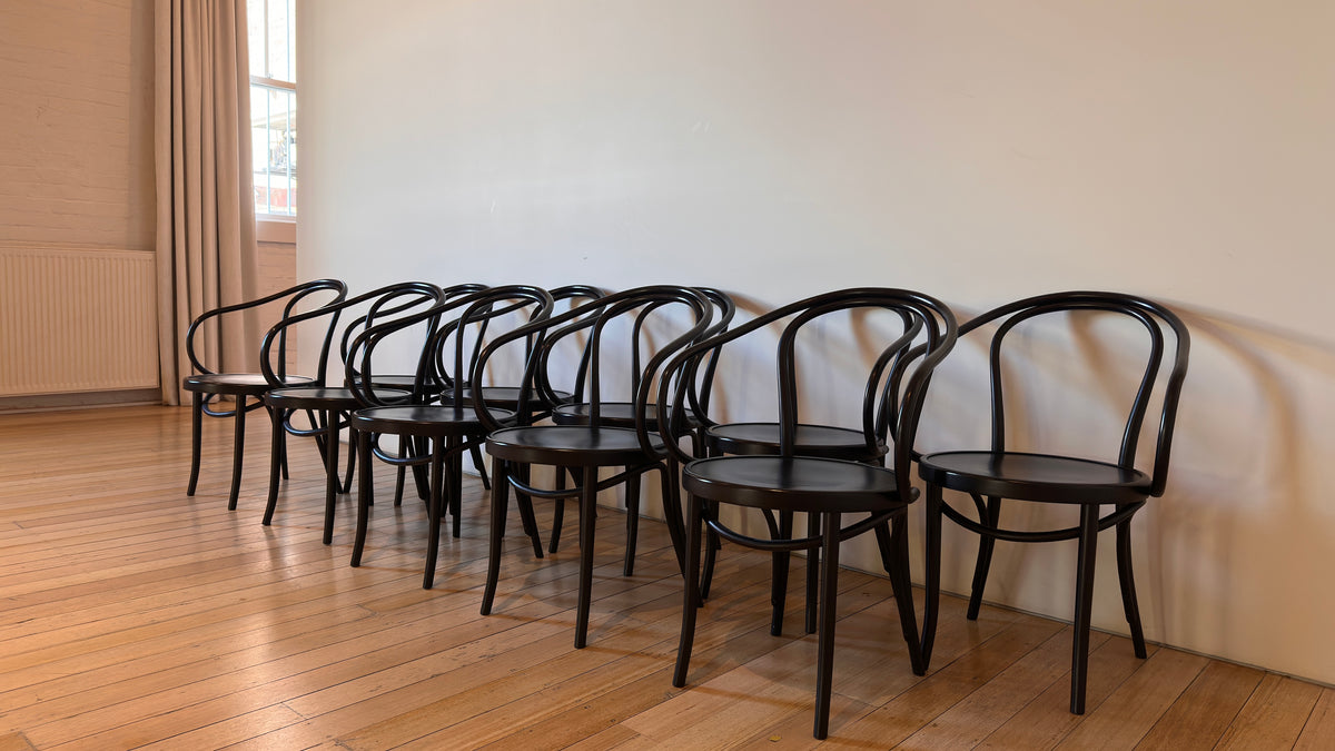Set of 10 Thonet No. B9 Le Corbusier Dining Chairs in Black
