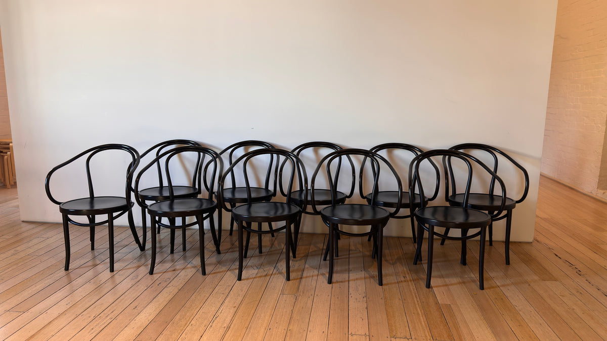 Set of 10 Thonet No. B9 Le Corbusier Dining Chairs in Black