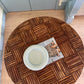 Vintage parquetry bamboo side table