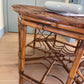 Vintage parquetry bamboo side table