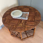 Vintage parquetry bamboo side table