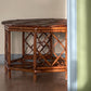 Vintage parquetry bamboo side table