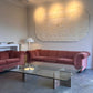 Enormous Vintage Glass & Pink Granite Coffee Table, 80's
