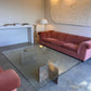 Enormous Vintage Glass & Pink Granite Coffee Table, 80's