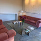 Enormous Vintage Glass & Pink Granite Coffee Table, 80's