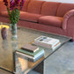 Enormous Vintage Glass & Pink Granite Coffee Table, 80's