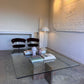 Enormous Vintage Glass & Pink Granite Coffee Table, 80's