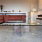 Enormous Vintage Glass & Pink Granite Coffee Table, 80's