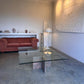 Enormous Vintage Glass & Pink Granite Coffee Table, 80's