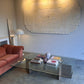 Enormous Vintage Glass & Pink Granite Coffee Table, 80's