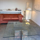 Enormous Vintage Glass & Pink Granite Coffee Table, 80's