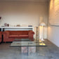Enormous Vintage Glass & Pink Granite Coffee Table, 80's