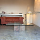 Enormous Vintage Glass & Pink Granite Coffee Table, 80's
