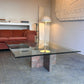 Enormous Vintage Glass & Pink Granite Coffee Table, 80's