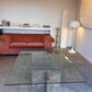 Enormous Vintage Glass & Pink Granite Coffee Table, 80's