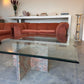 Enormous Vintage Glass & Pink Granite Coffee Table, 80's