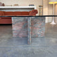 Enormous Vintage Glass & Pink Granite Coffee Table, 80's