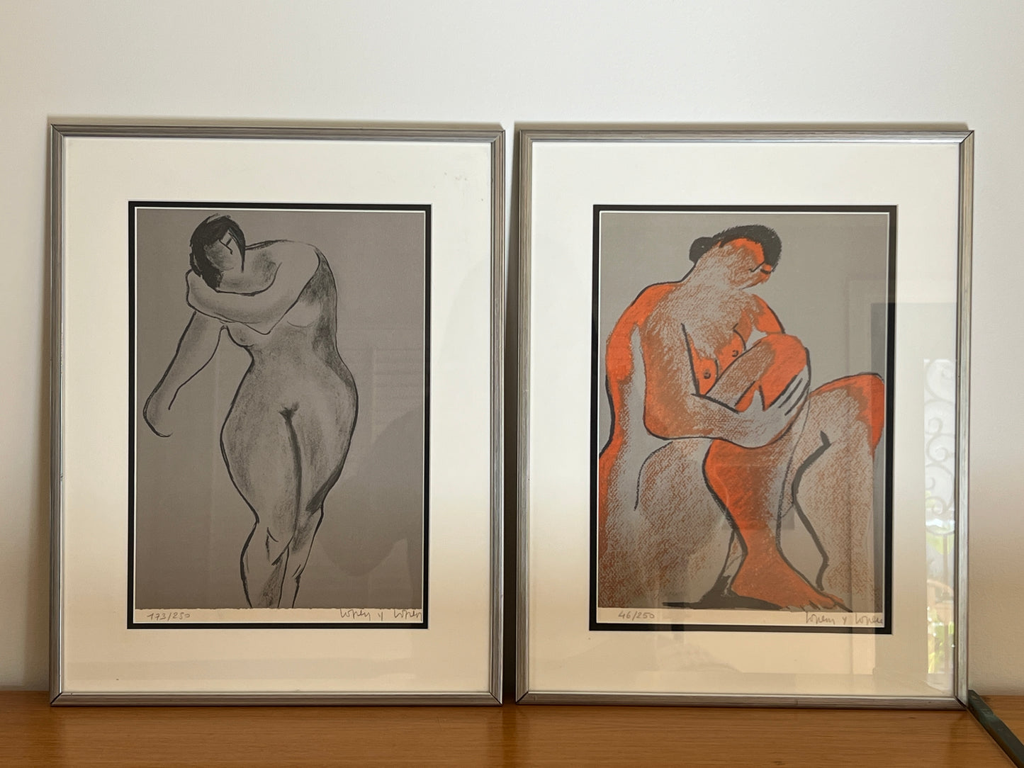 Pair of Signed Lithographs by Maria Lopez, Spain