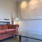 Enormous Vintage Glass & Pink Granite Coffee Table, 80's
