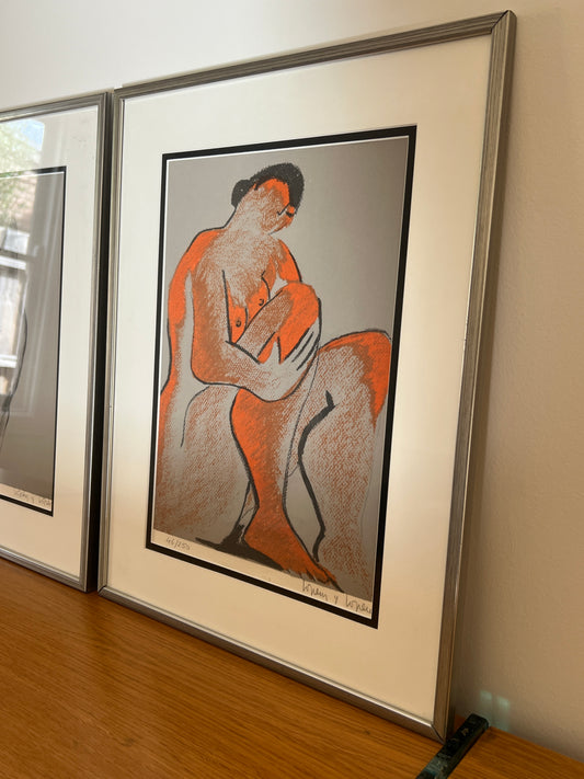 Pair of Signed Lithographs by Maria Lopez, Spain