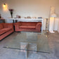 Enormous Vintage Glass & Pink Granite Coffee Table, 80's