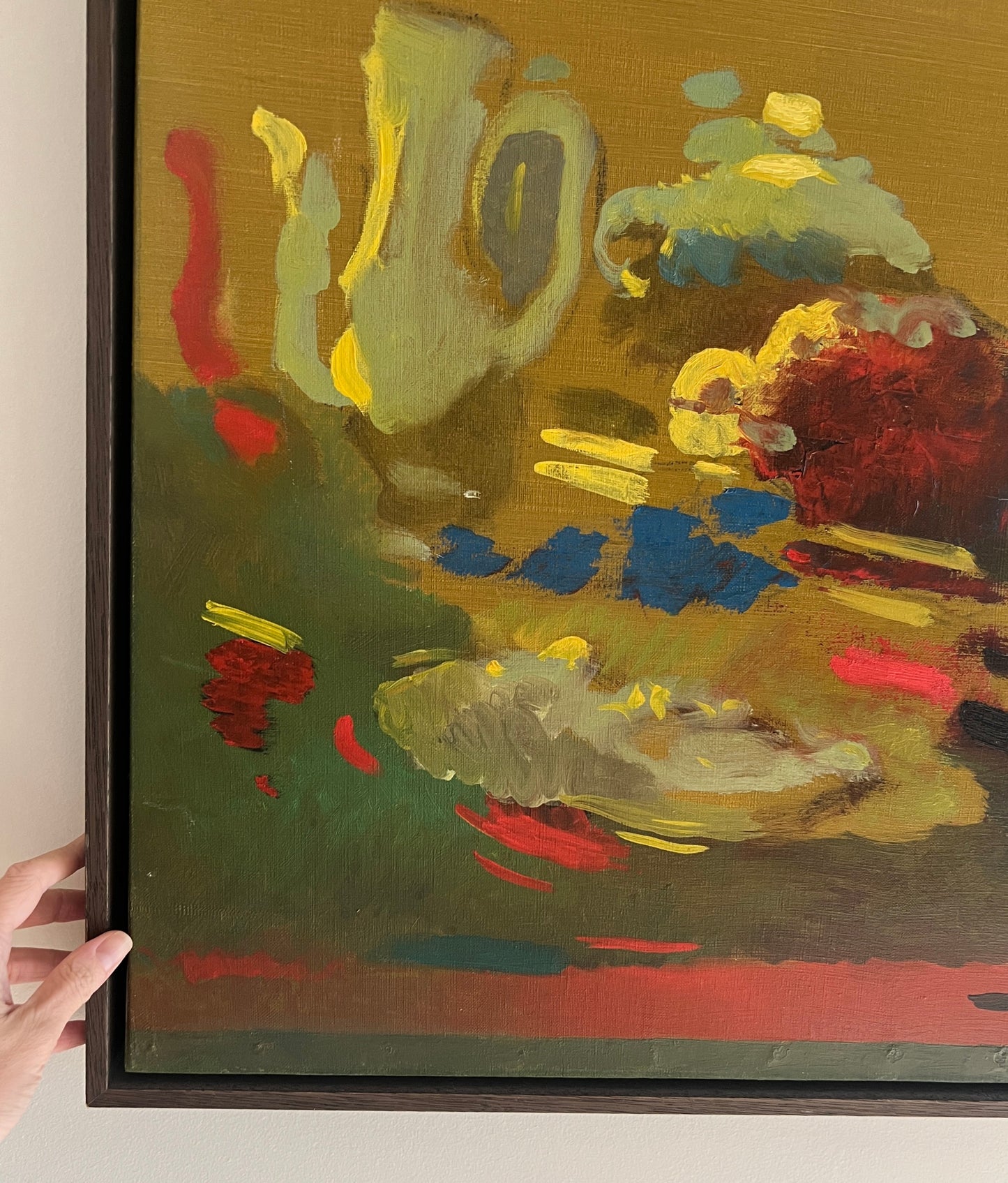 Original Painting by Roland Bierge, France 1970s - Custom Oak Frame
