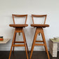 Pair of T.H. Brown Teak & Leather Stools