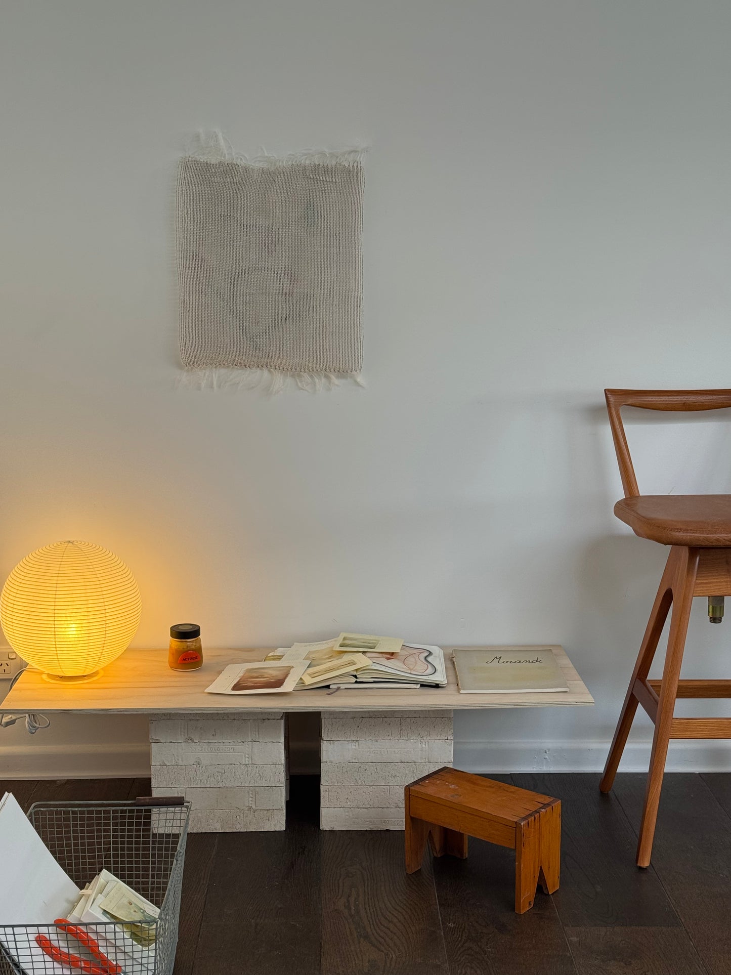 Pair of T.H. Brown Teak & Leather Stools