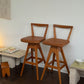 Pair of T.H. Brown Teak & Leather Stools