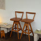 Pair of T.H. Brown Teak & Leather Bar Stools