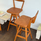 Pair of T.H. Brown Teak & Leather Stools