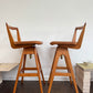 Pair of T.H. Brown Teak & Leather Stools