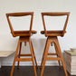 Pair of T.H. Brown Teak & Leather Stools