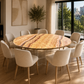 Vintage Onyx & Lucite Round Dining Table