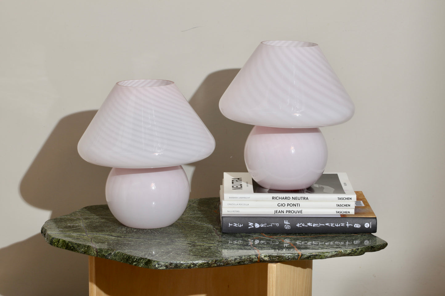 Large Pink Murano Mushroom Lamp - Two available