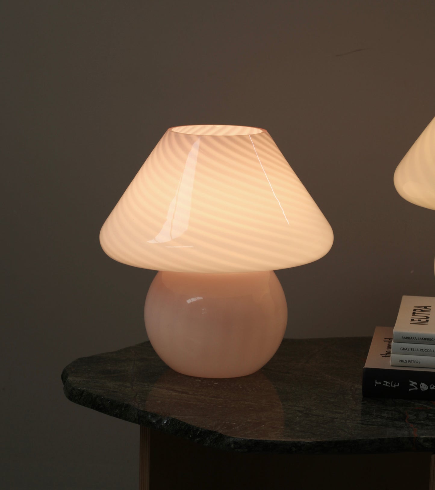 Large Pink Murano Mushroom Lamp - Two available