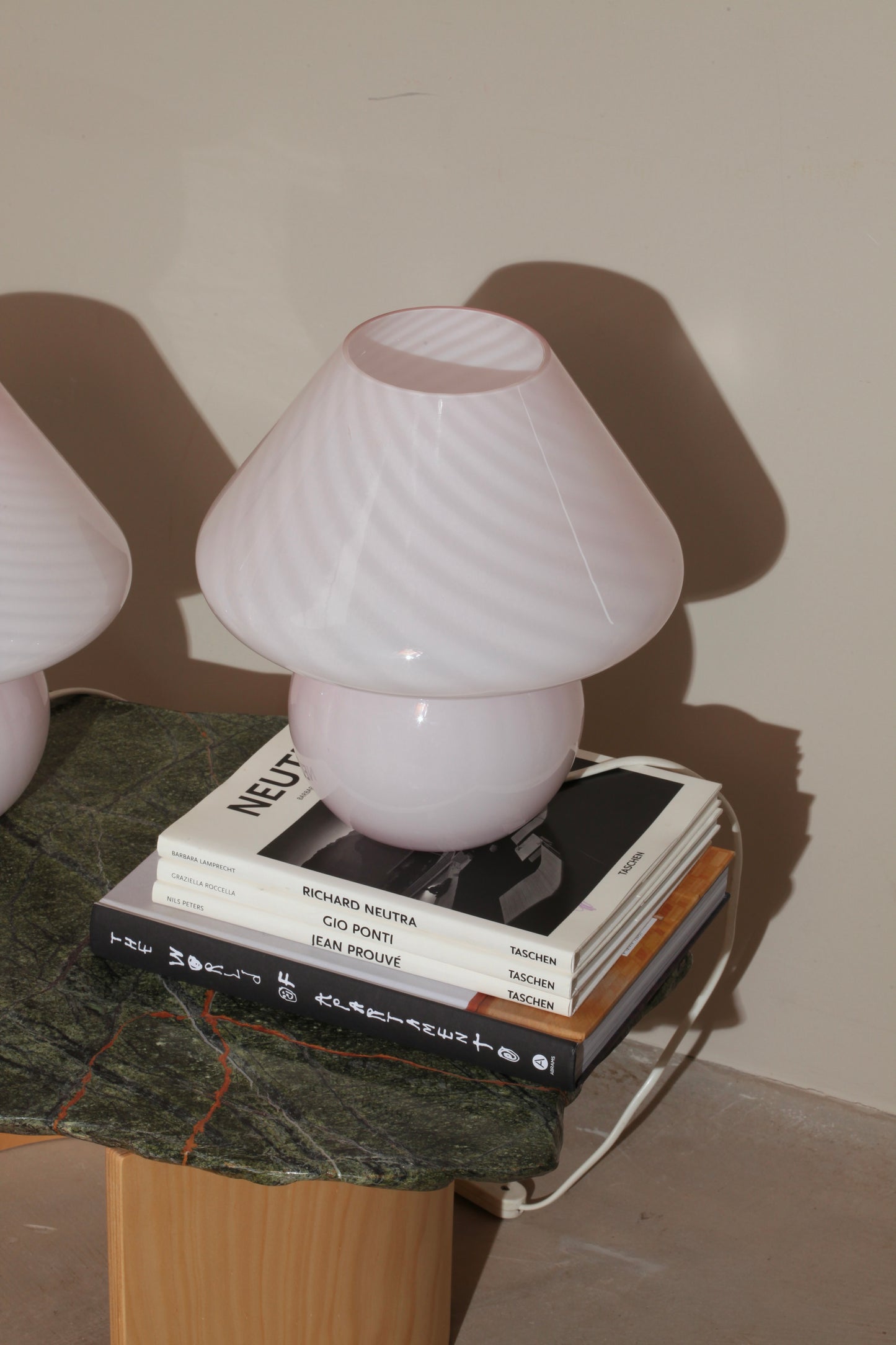 Large Pink Murano Mushroom Lamp - Two available