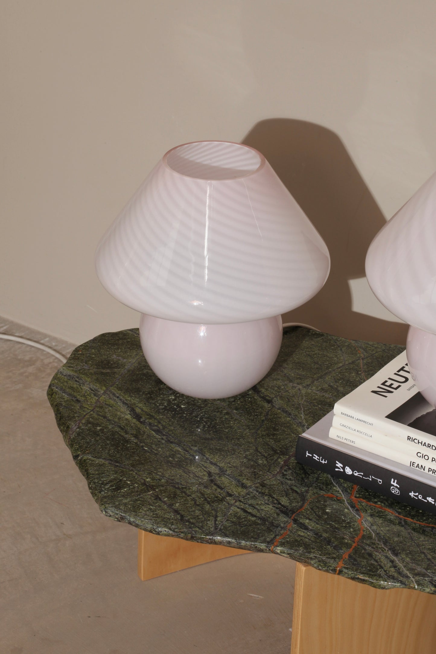 Large Pink Murano Mushroom Lamp - Two available