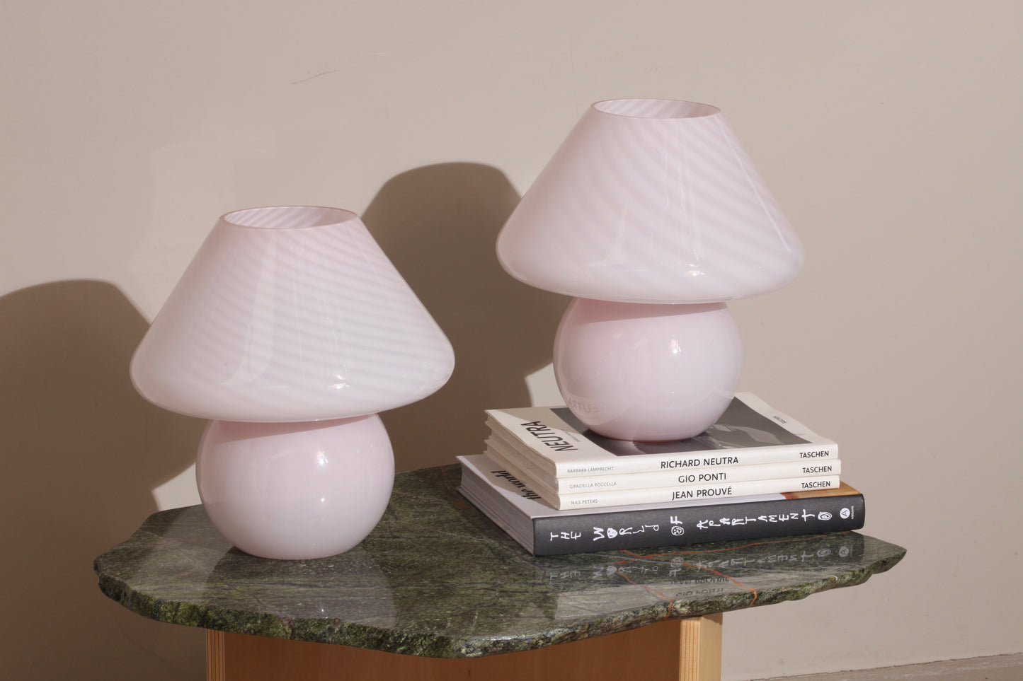 Large Pink Murano Mushroom Lamp - Two available
