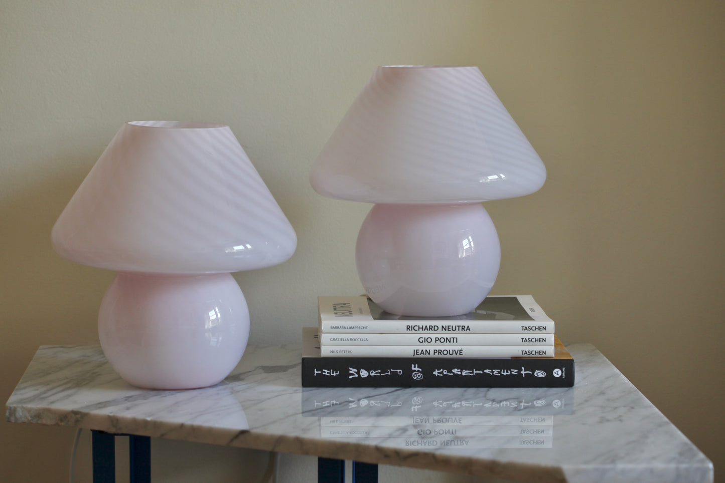Large Pink Murano Mushroom Lamp - Two available
