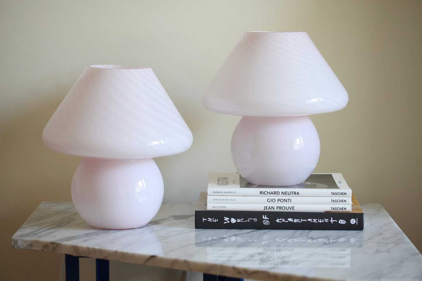 Large Pink Murano Mushroom Lamp - Two available