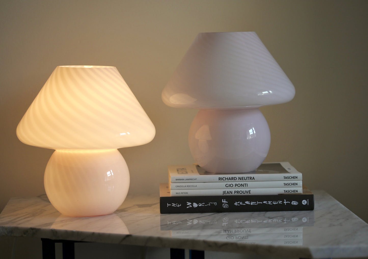 Large Pink Murano Mushroom Lamp - Two available