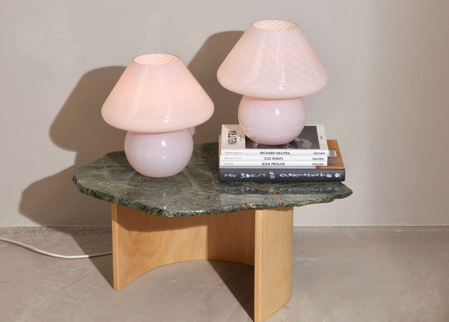 Large Pink Murano Mushroom Lamp - Two available