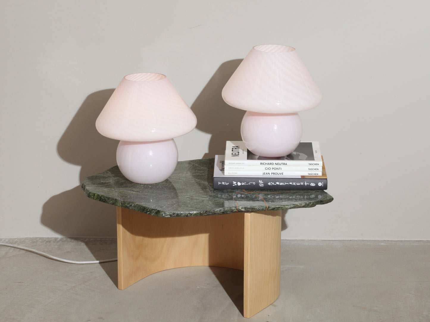 Large Pink Murano Mushroom Lamp - Two available